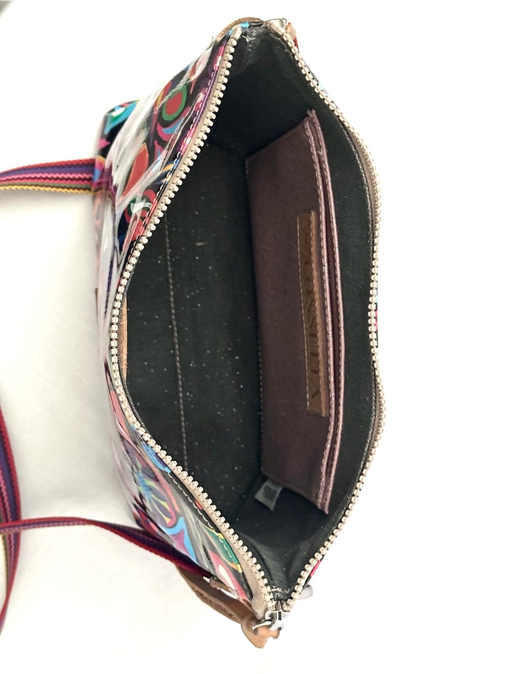 Consuela Sophie Downtown Crossbody Bag - Black w/ Multicolor Design - Picture 12 of 14
